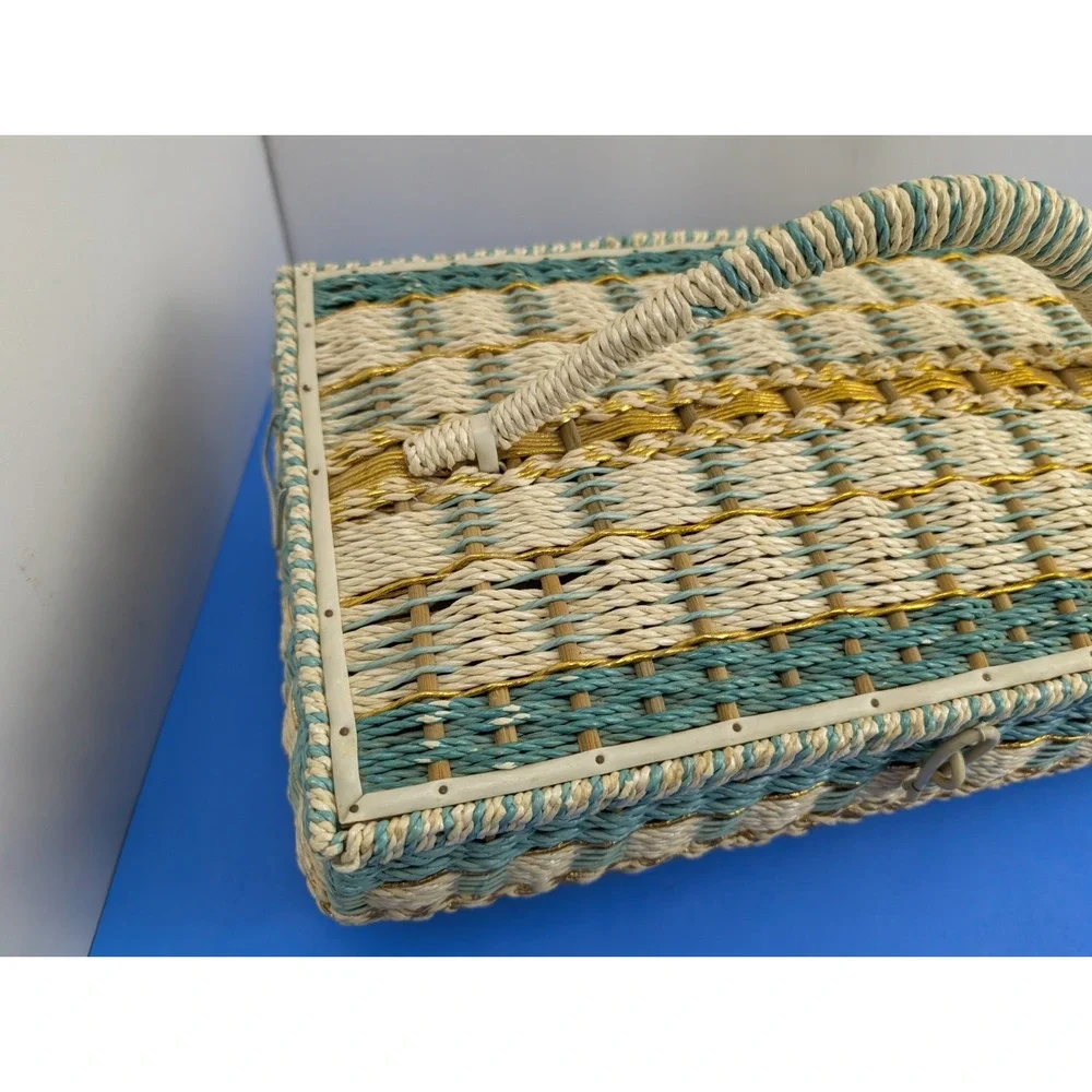 Vintage Wicker Sewing Basket LARGE 15